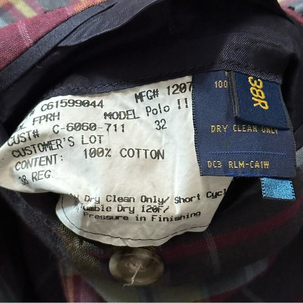 Polo Ralph Lauren Vintage USA Mens 38R Green Blue Red Plaid Cotton Blazer Jacket - Picture 6 of 9